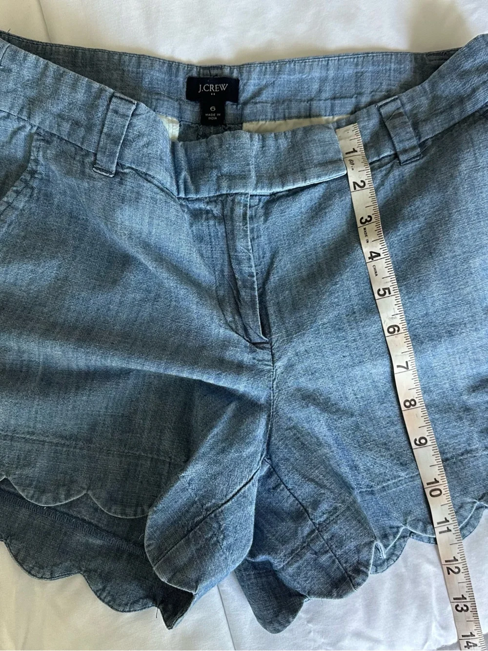 J. Crew Light Chambray Scallop Hem Shorts